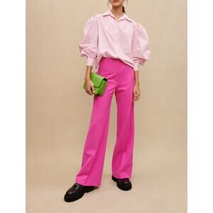 NWT Maje Voluminous Striped Shirt Pink White 3 / L